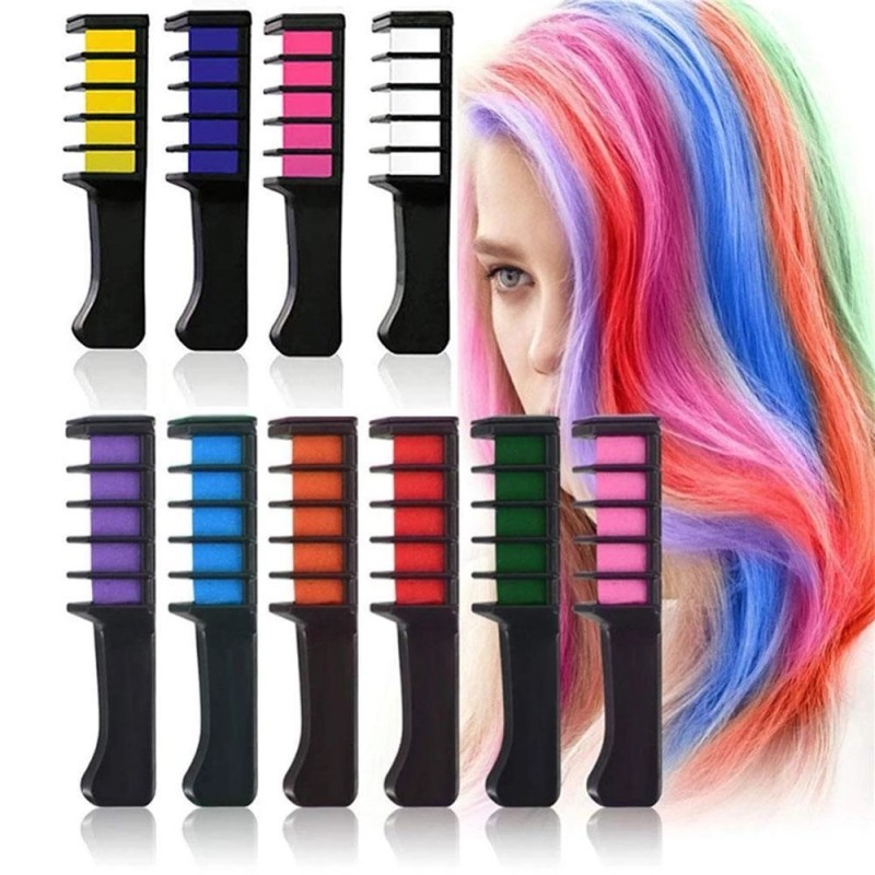 10 Color Disposable Temporary Hair Dyeing Comb Semi-Permanent Cream Form Hair Chalk