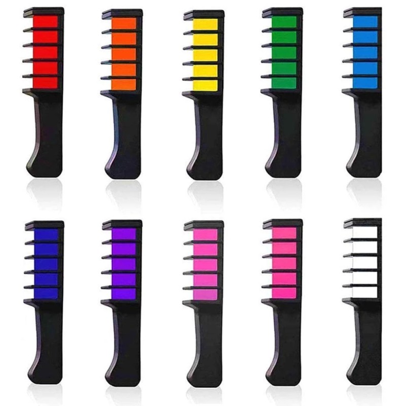 10 Color Disposable Temporary Hair Dyeing Comb Semi-Permanent Cream Form Hair Chalk
