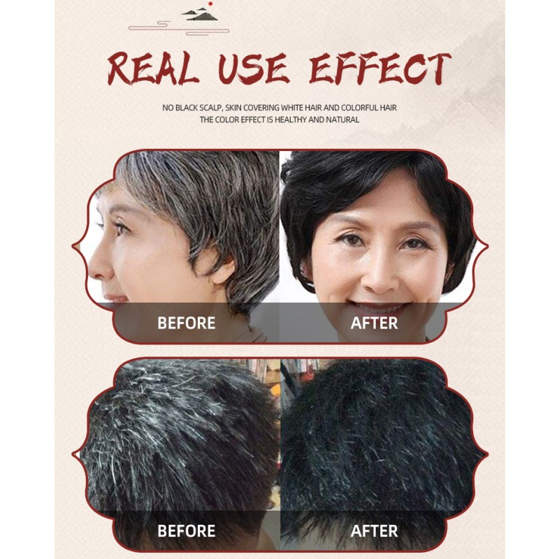 Fast Darkening Hair Dye  Wash White to Black in 5 Minutes One Black Shampoo Herbal Plant