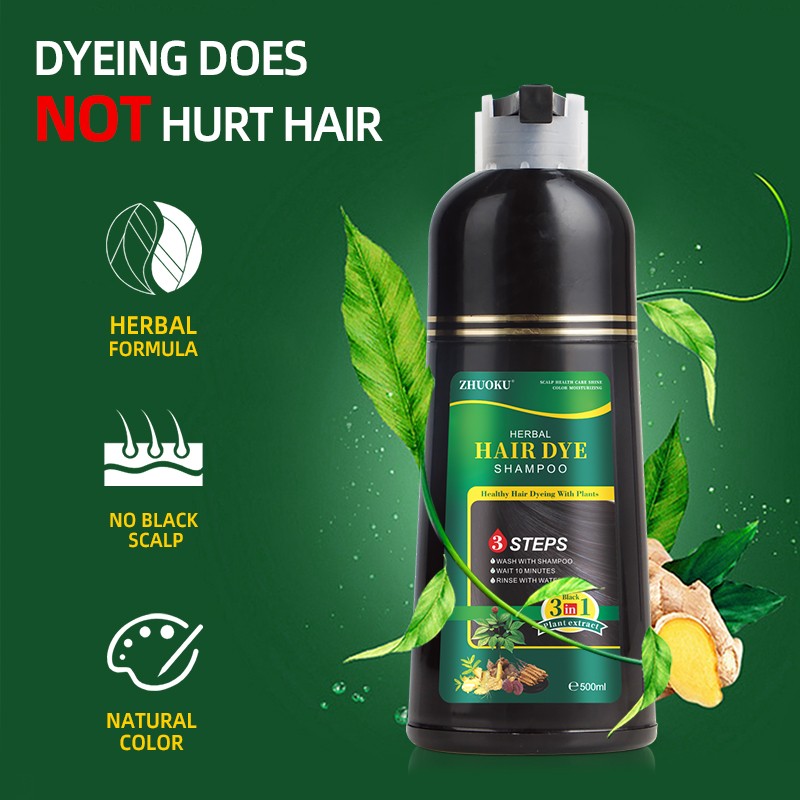 Wholesale Chinese Organic Herbal Hair Color Shampoo Black Hair Dye Permanent Lasting