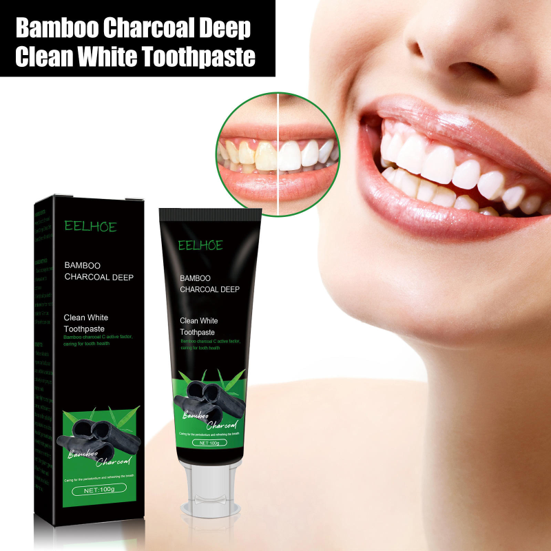 Best-selling Bamboo Charcoal Powerful Whitening Toothpaste for Deep Teeth Cleaning and Whitening, Removing Oral Odor 100g