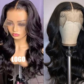 Wholesale 13*4 100% Human Hair Wavy Curly Hair  Wigs  Long Straight Hair with Bangs in Stock Brazilian, Vietnamese