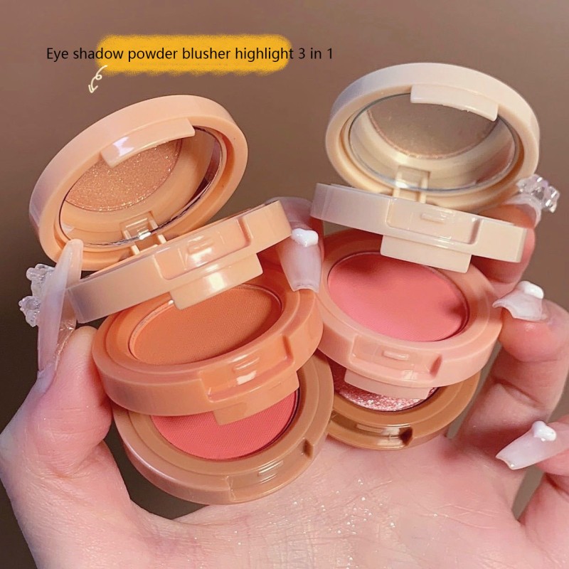 3 in 1 Matte Highlighter Blush Palette Pearly Blush Shiny Eyeshadow Multifunctional Face Makeup Palette Female Cosmetics