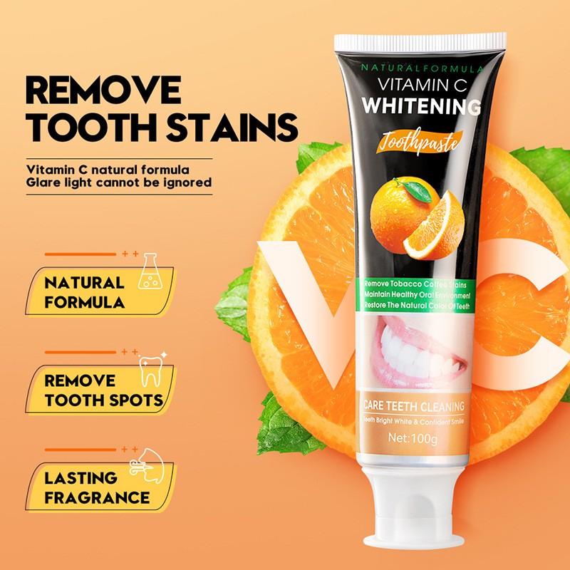 Hot  Selling Vitamin C Coconut Whitening Clean Gum Care Toothpaste Fresh Breath 100g Wholesale Price