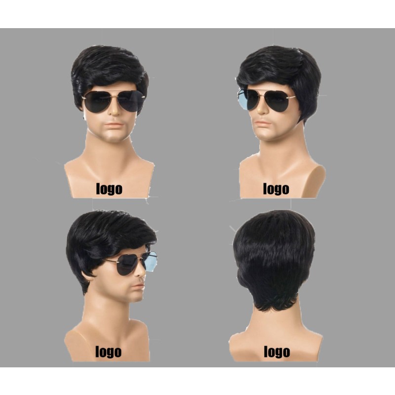 Wholesale Cheap New Partial Male Hair Short Black Hair Wig for Men Natural comfort