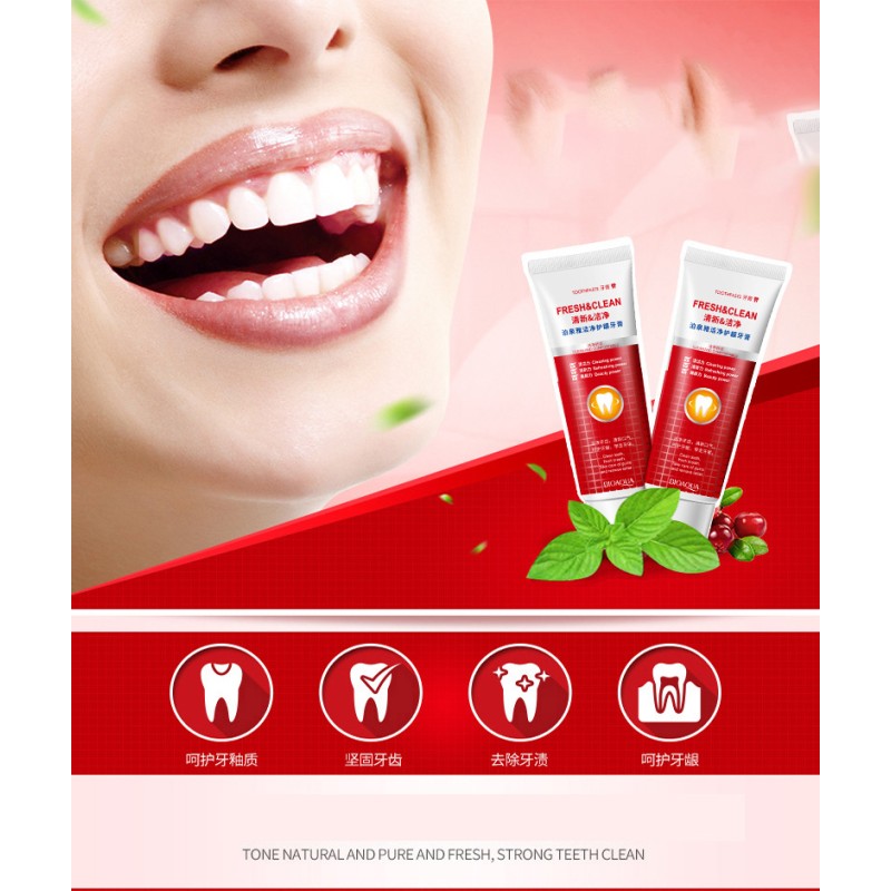 Cranberry Mint Herbal Toothpaste for Oral Care Whitening and Healthy Teeth Removes Stains and Cleans