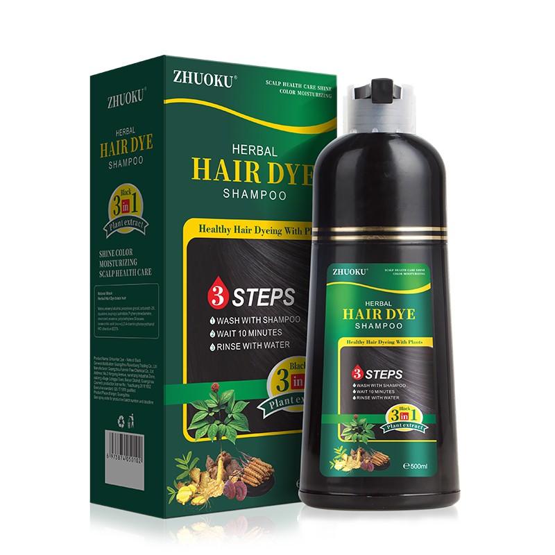 Wholesale Chinese Organic Herbal Hair Color Shampoo Black Hair Dye Permanent Lasting