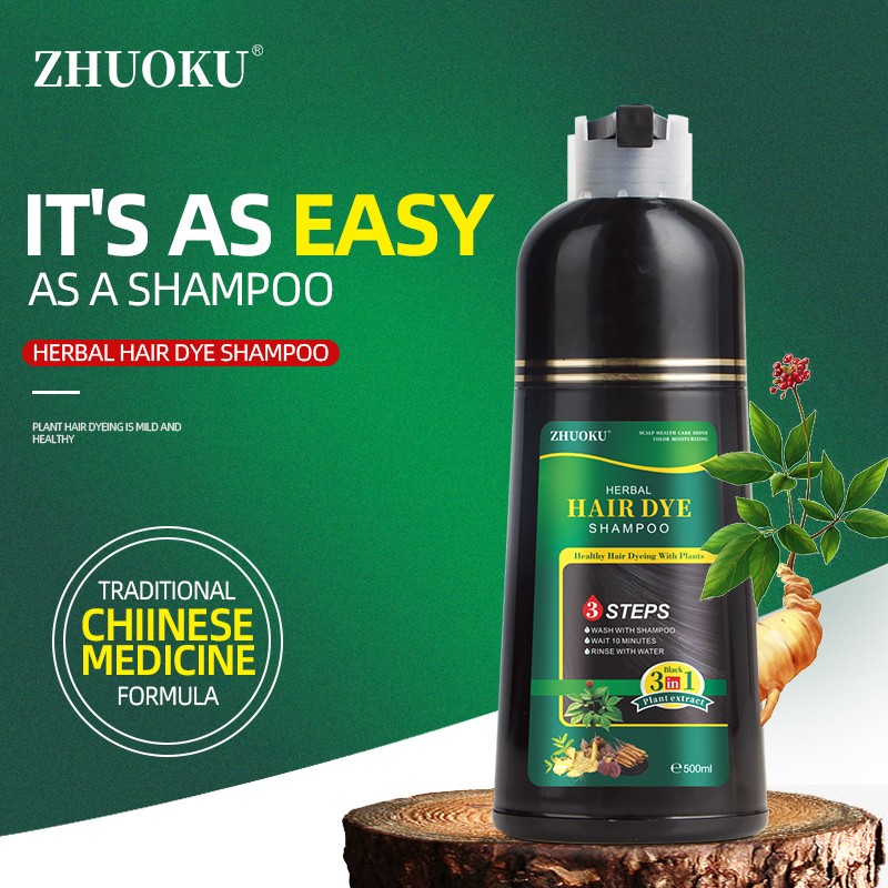Wholesale Chinese Organic Herbal Hair Color Shampoo Black Hair Dye Permanent Lasting