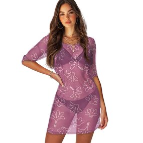 Leaf Cover-ups Factory - OEM Nakupaka Print Vacation Beach Breathable Custom Short