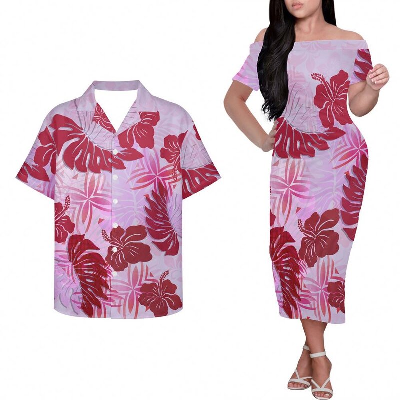 Polynesian Clothing Manufacturer - OEM Polynesian Tribal Hawaiian Pink Hibiscus Flower