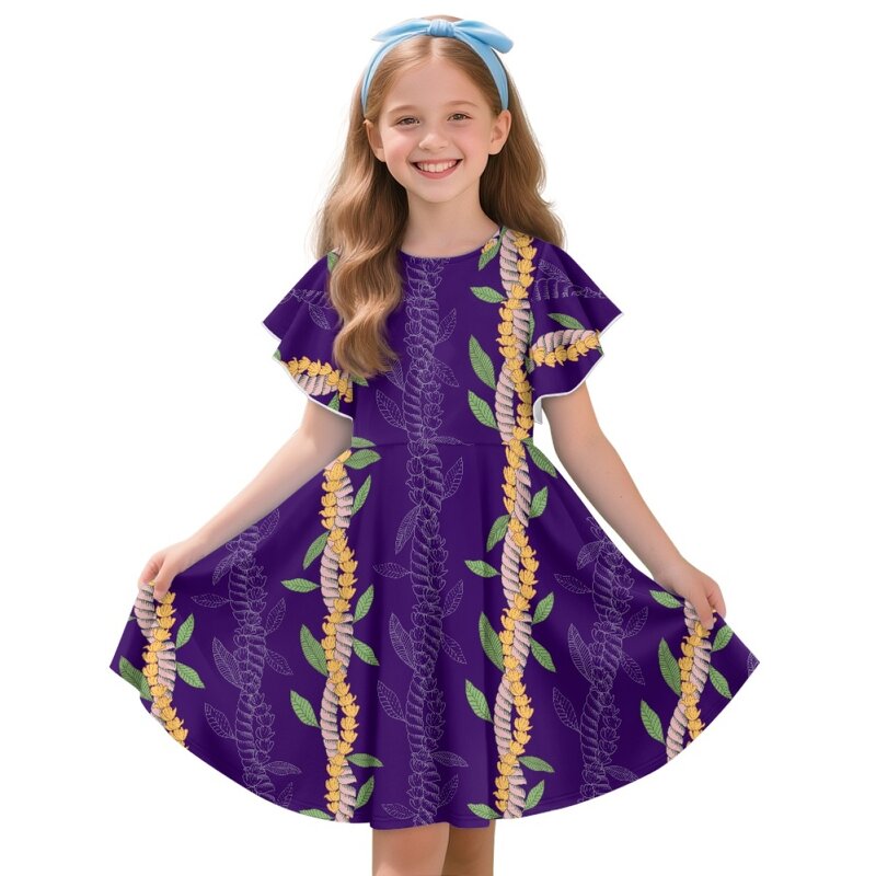 Girls Pleated Ruffle Skirt Manufacturer - OEM Maile Mokihana Customization High Quality Stretch