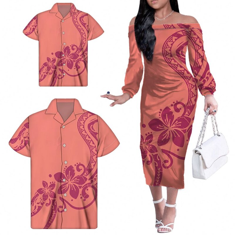 Family Outfits Factory - OEM Purple Polynesian Tribal Floral Custom Bodycon Women