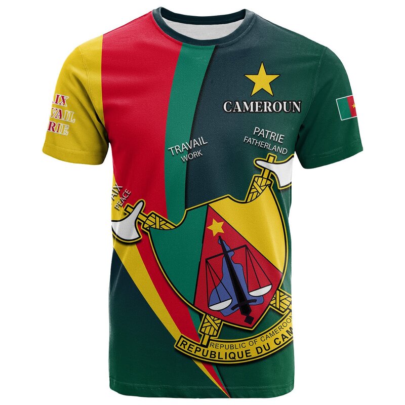 Sublimation Tee Shirt Manufacturer - OEM Blanks Mens Cameroon Flag Patriotic Vintage