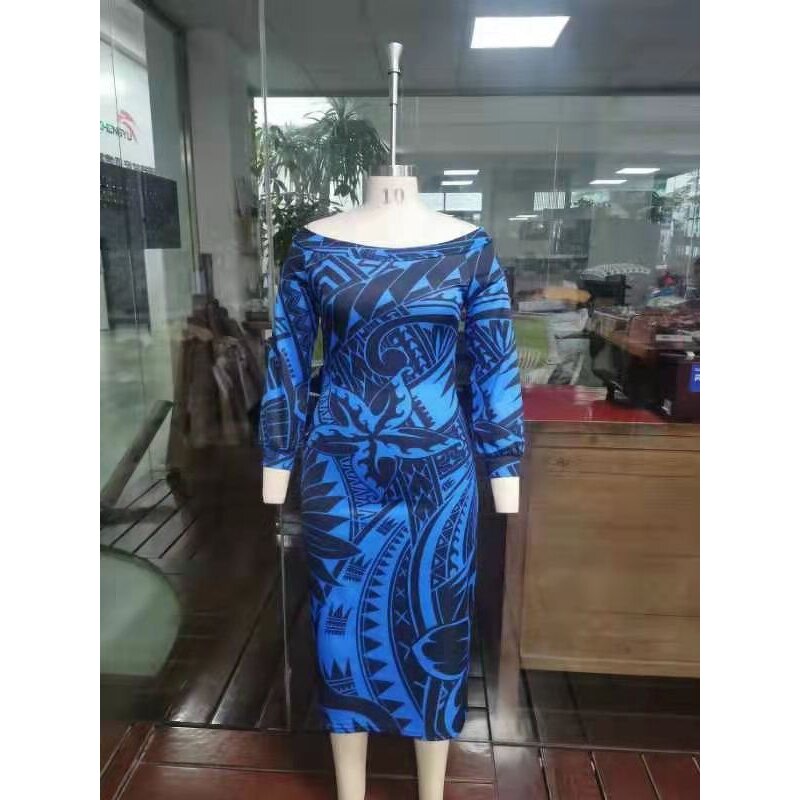 Polynesian Tribal Floral Dress Factory - OEM One Shoulder Custom Luxury Dresses Matching