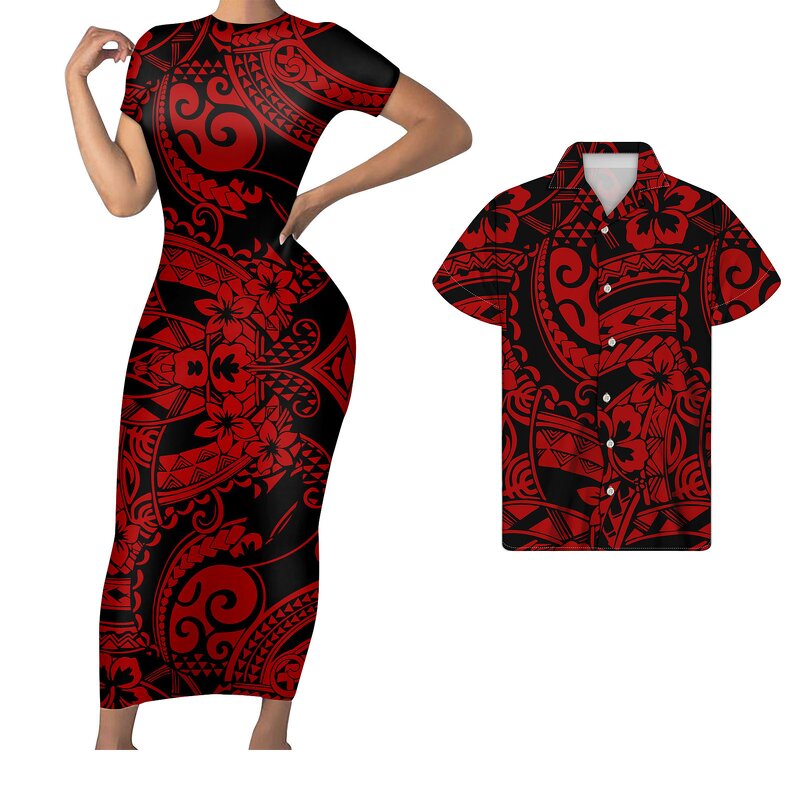 Couples Matching Outfits Manufacturer - OEM Polynesian Tribal Hibiscus Shirts Elegant