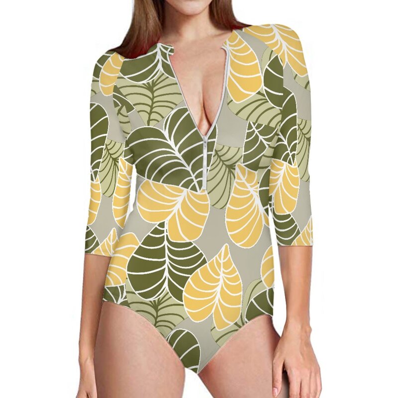 Women's Bikini Swimsuit Manufacturer - OEM Print on Demand Hawaii Taro Leaf Lady Plus