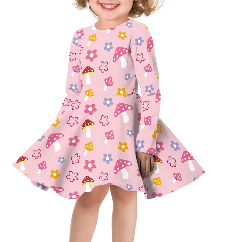 Kids Party Dresses Factory - OEM Wholesale Cartoon Cherry Design Pink Luxury Print