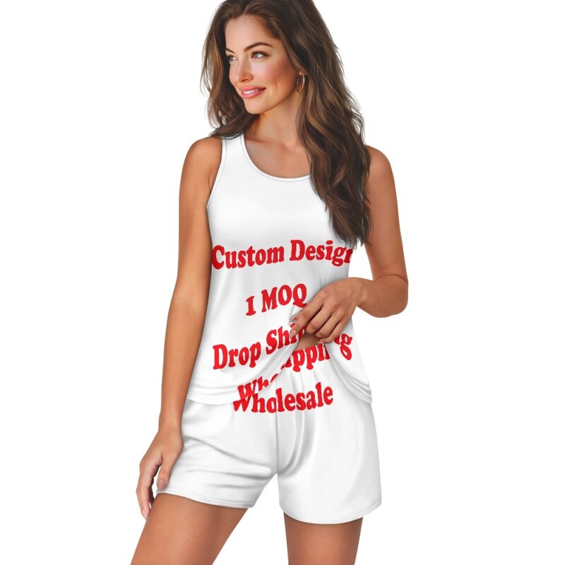 Summer Pajama Set Factory - OEM Print on Demand Custom Made Maile Lei Sleeveless