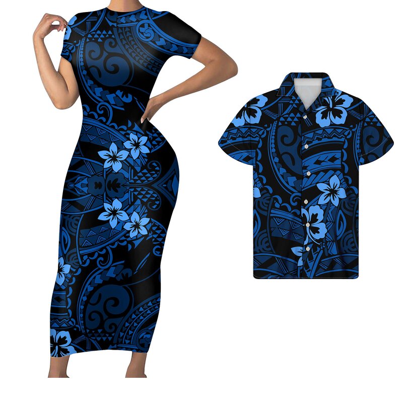 Couples Matching Outfits Manufacturer - OEM Polynesian Tribal Hibiscus Shirts Elegant