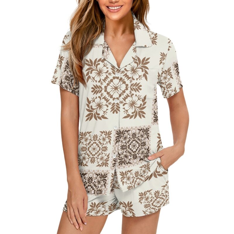 Hawaiian Quilt Pajama Set Factory - OEM Exclusive Customization Print on Demand Short Sleeve