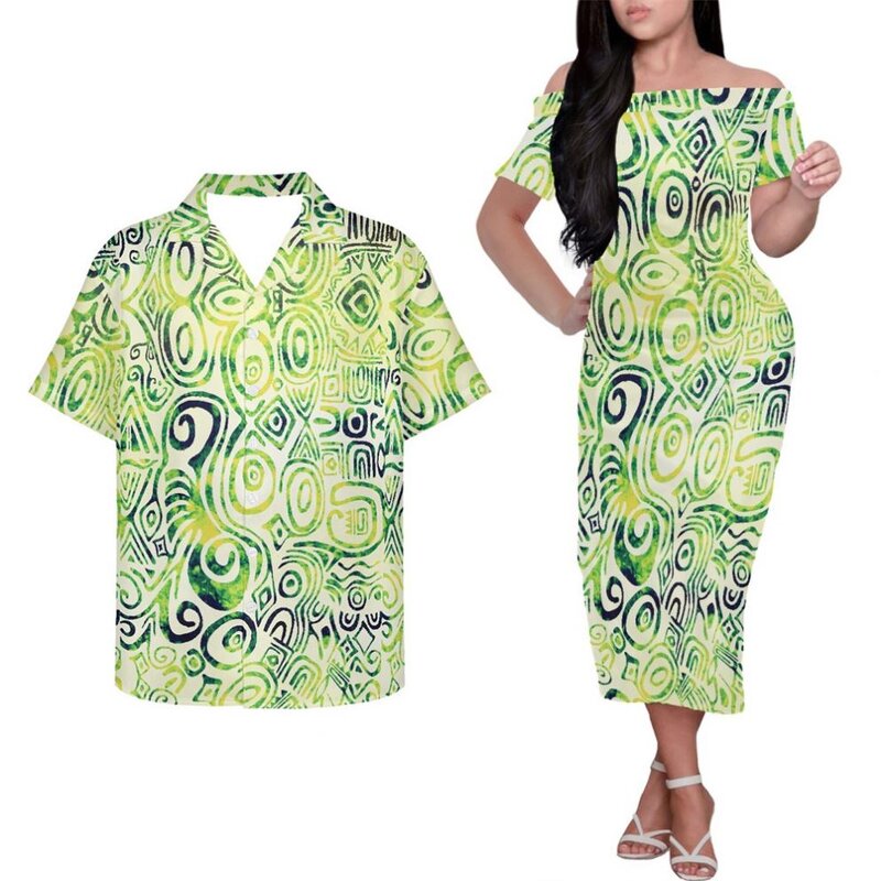 Couples Matching Outfits Manufacturer - OEM Dresses Women Off Shoulder Custom Polynesian