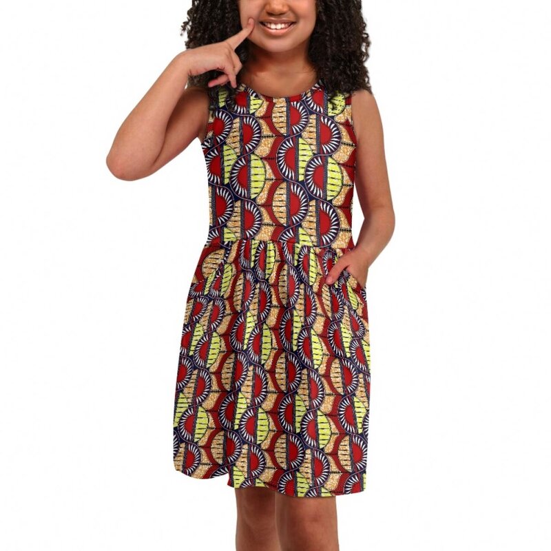 Sundress With Pocket Factory - OEM Summer Kids Party Custom African Kitenge Print