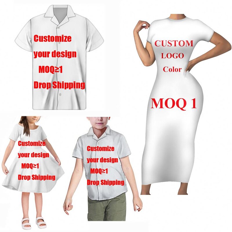 Family Clothing Outfits Factory - OEM Girls' Clothing Sets Polynesian Tribal Blue White