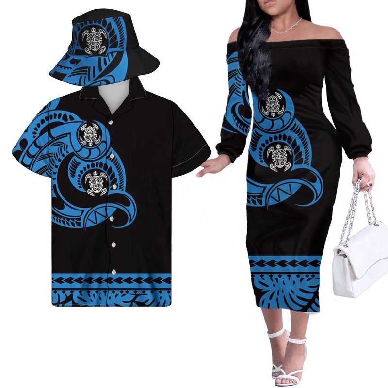 Couple Outfit Women Dresses Manufacturer - OEM Sublimation Print Fisherman Hats Samoan