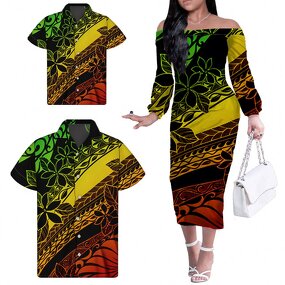 Polynesian Tribal Floral Dress Factory - OEM One Shoulder Custom Luxury Dresses Matching