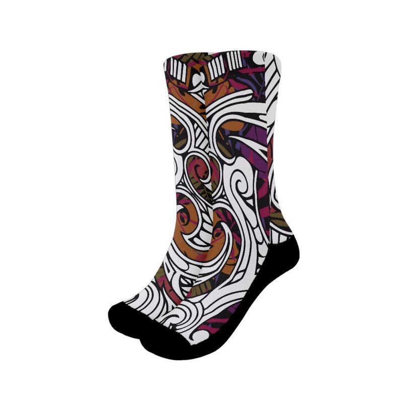 Crew Sport Socks Factory - OEM Hot Sale Polynesian Samoan Tribal Printed Winter Warm