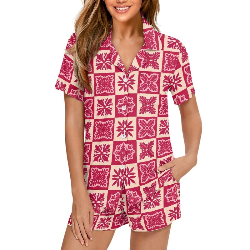 Hawaiian Quilt Pajama Set Factory - OEM Exclusive Customization Print on Demand Short Sleeve