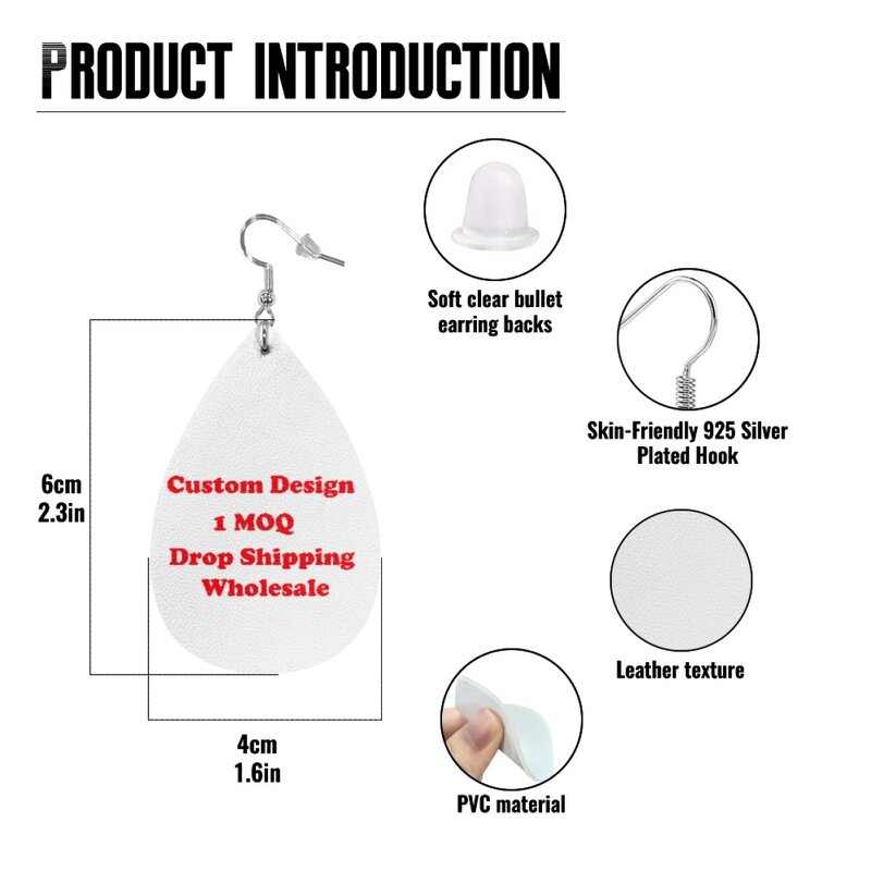 Leather Earrings Manufacturer - OEM 2025 New Products Print on Demand Hawaiifashion