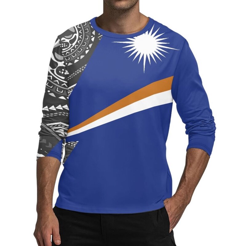 Long Sleeve T-Shirt Manufacturer - OEM Kwajalein Flag Designs Crewneck Fashion Custom