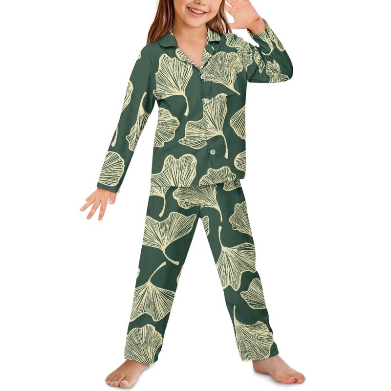Children's Pajama Set Manufacturer - OEM Trending Custom Colorful Ginkgo Leaf Print