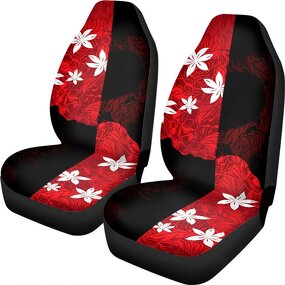 Car Seat Cover Manufacturer - OEM Polynesian Tribal Hawaii Red Tiare Print Custom