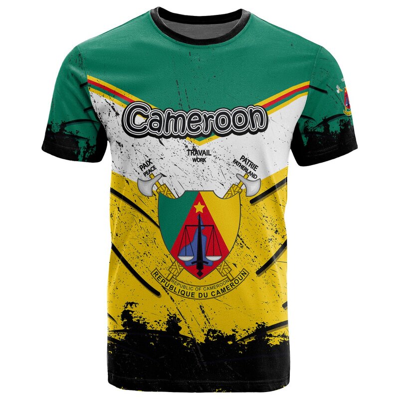 Sublimation Tee Shirt Manufacturer - OEM Blanks Mens Cameroon Flag Patriotic Vintage