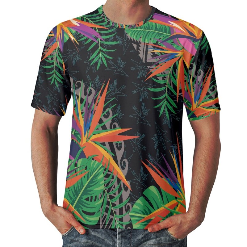 Street Wear Top Factory - OEM Print on Demand Polynesian Hibiscus Comfortable Sports