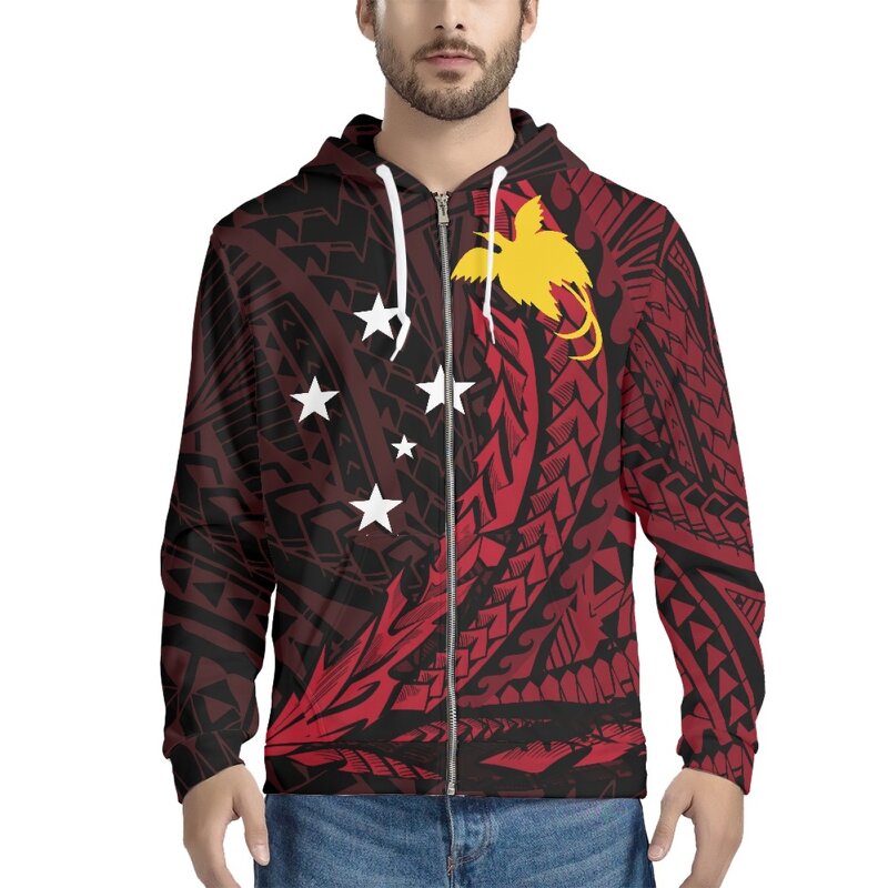 Full Zip Hoodies Factory - OEM Suitable for Men Women Custom PAPUA NEW GUINEA Print