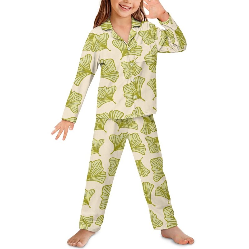 Children's Pajama Set Manufacturer - OEM Trending Custom Colorful Ginkgo Leaf Print