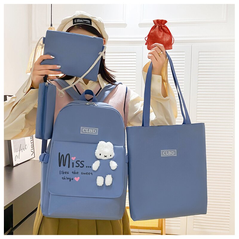 School Backpack Set Manufacturer - OEM Custom Cartoon Bear 5pcs Set