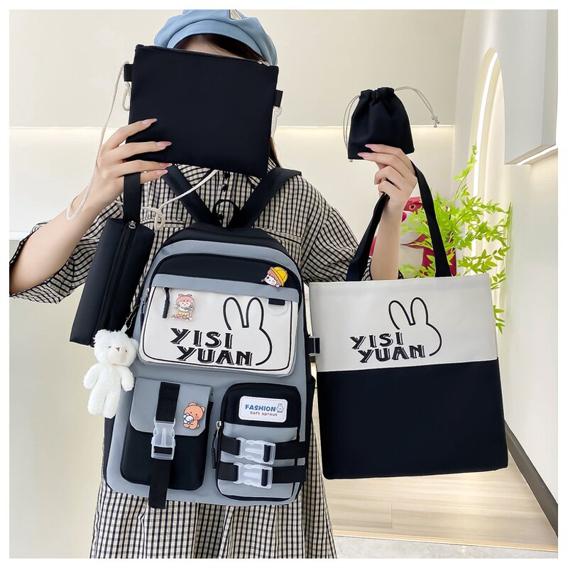 School Backpack Set Factory - OEM Custom Cartoon Nylon Canvas Book Bag