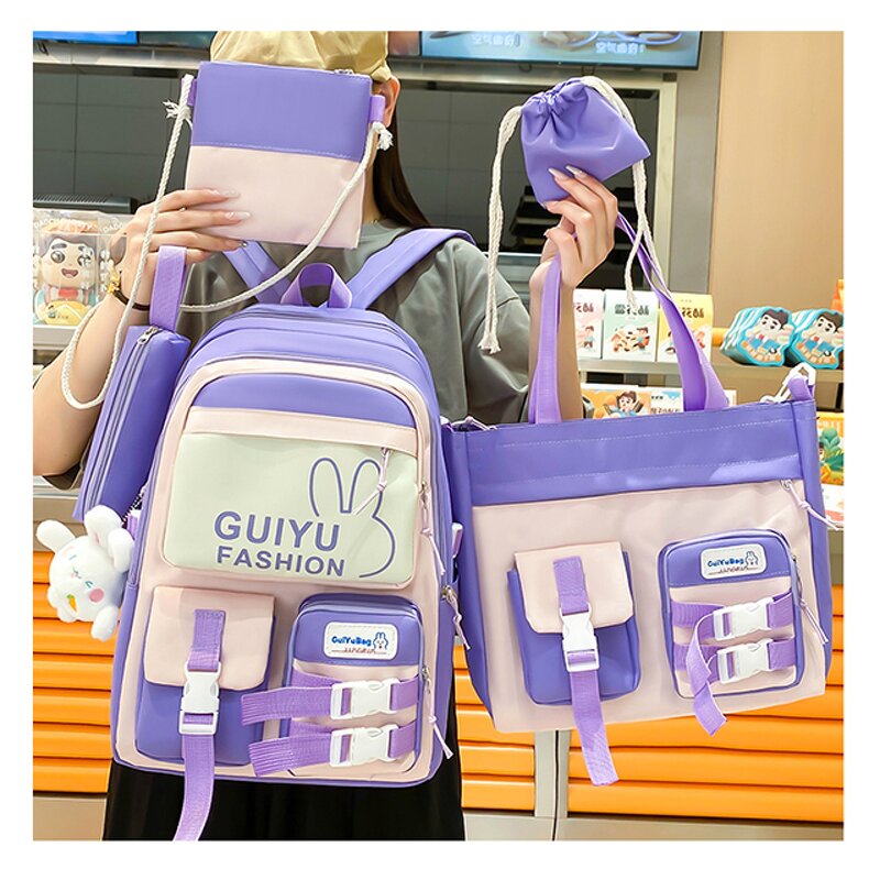 School Backpack Set Manufacturer - OEM Factory Hot Sale 5 Piece Canvas Set