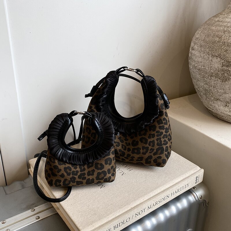 Bucket Bag Manufacturer - OEM Custom Women's Leopard Print Ruffle PU