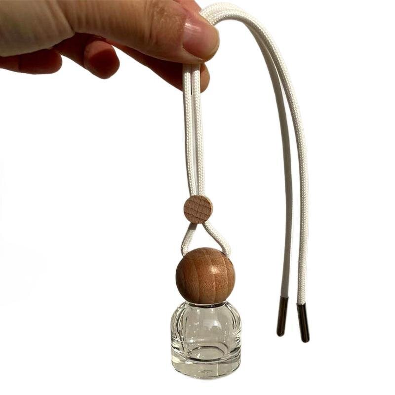 Clear Round Car Perfume Bottle Factory - OEM 10ml Mini Empty with Wood Hanging Cap