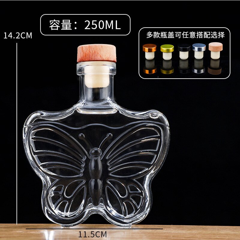 Butterfly Heart Shaped Glass Bottle Factory - OEM Mini 250-350ml Juice Beverage Vodka