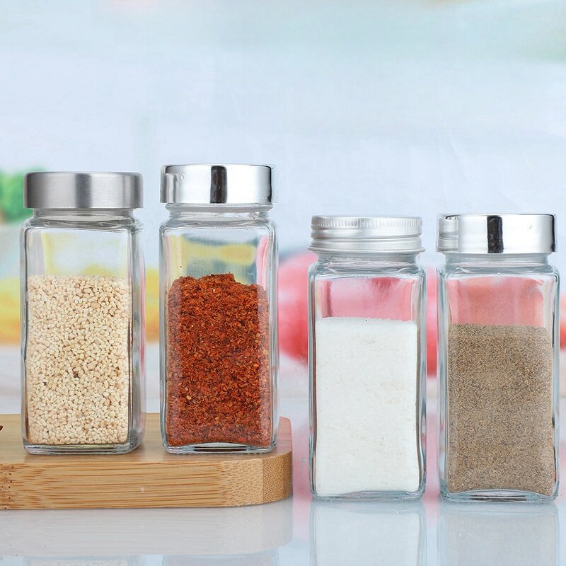 Glass Spice Jars with Labels Factory - OEM Hot Sale 4oz Seasoning Containers Set