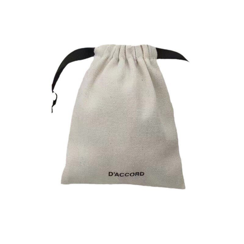 Custom Logo White Earring Cotton Bag Factory - OEM with Ribbed Band Makeup Linen Pouch