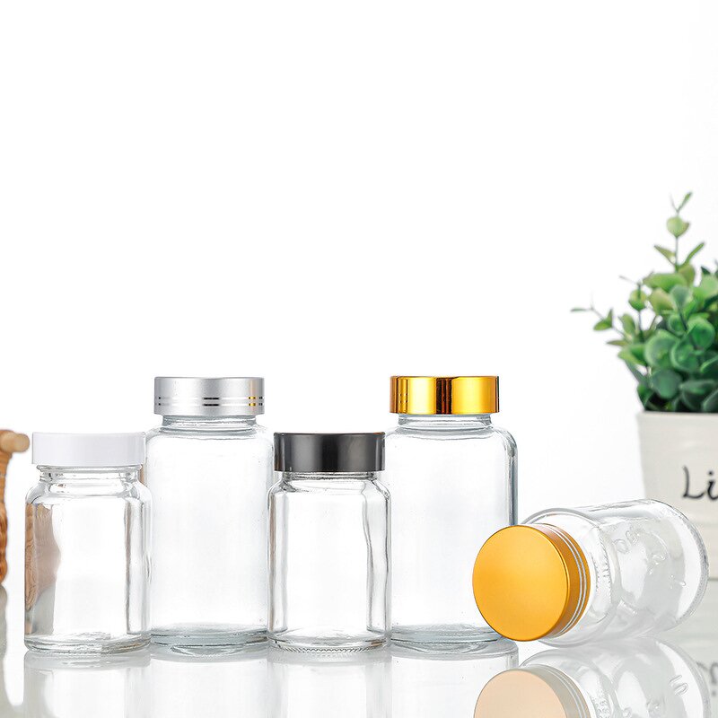 Clear Glass Capsule Bottle Factory - OEM Custom Logo Wide Mouth 50-150ml Pill