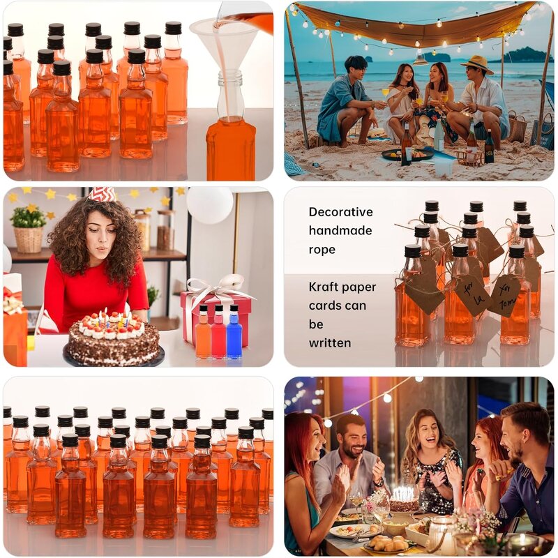 Square Mini Glass Bottles Factory - OEM 50-100ml 3.5oz Small Liquor Bottles with Lids