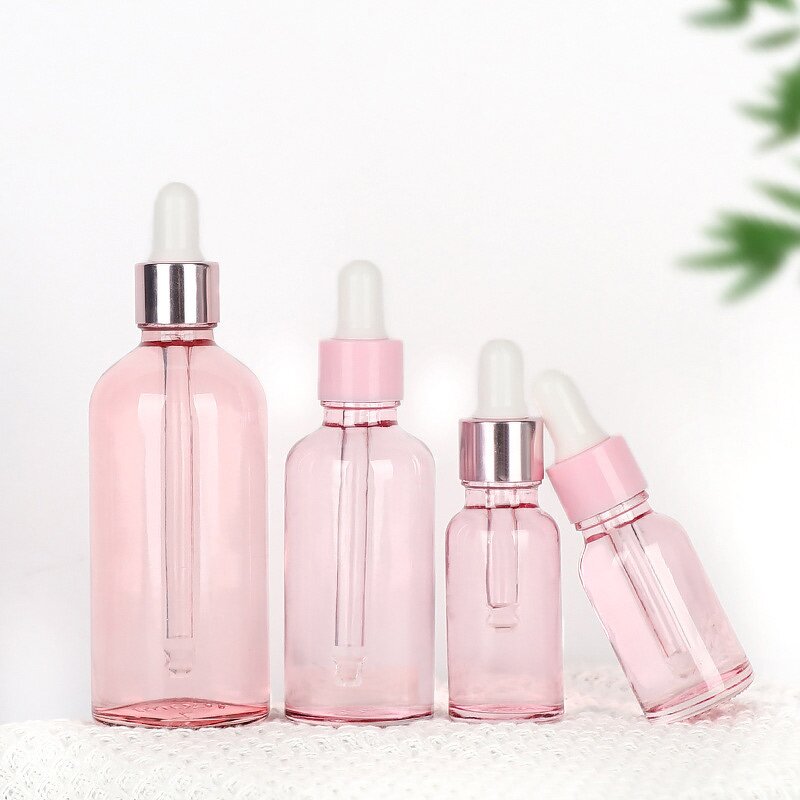 Cosmetic Serum Packaging Glass Bottle Factory - OEM 5-100ml Transparent Pink Rose Gold